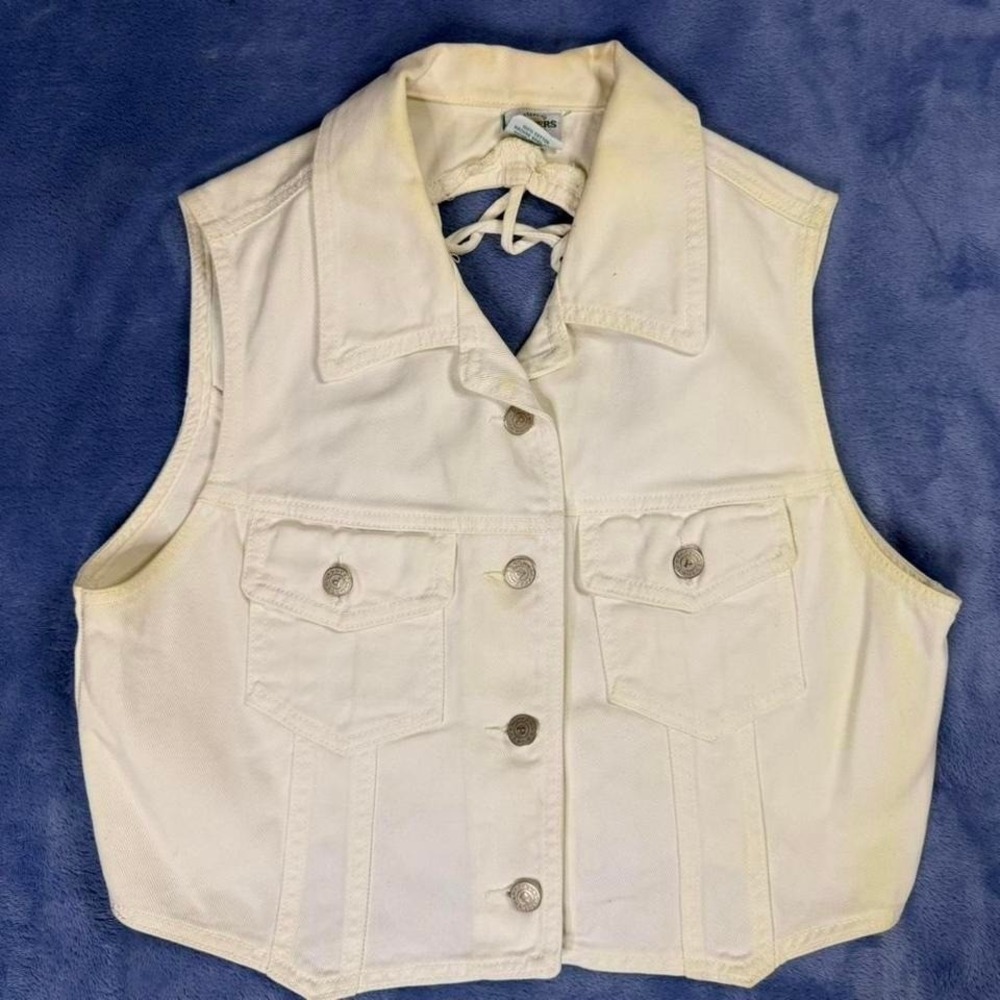 Vintage USA Parker's denim vest with button-up front and pockets Women Size: L